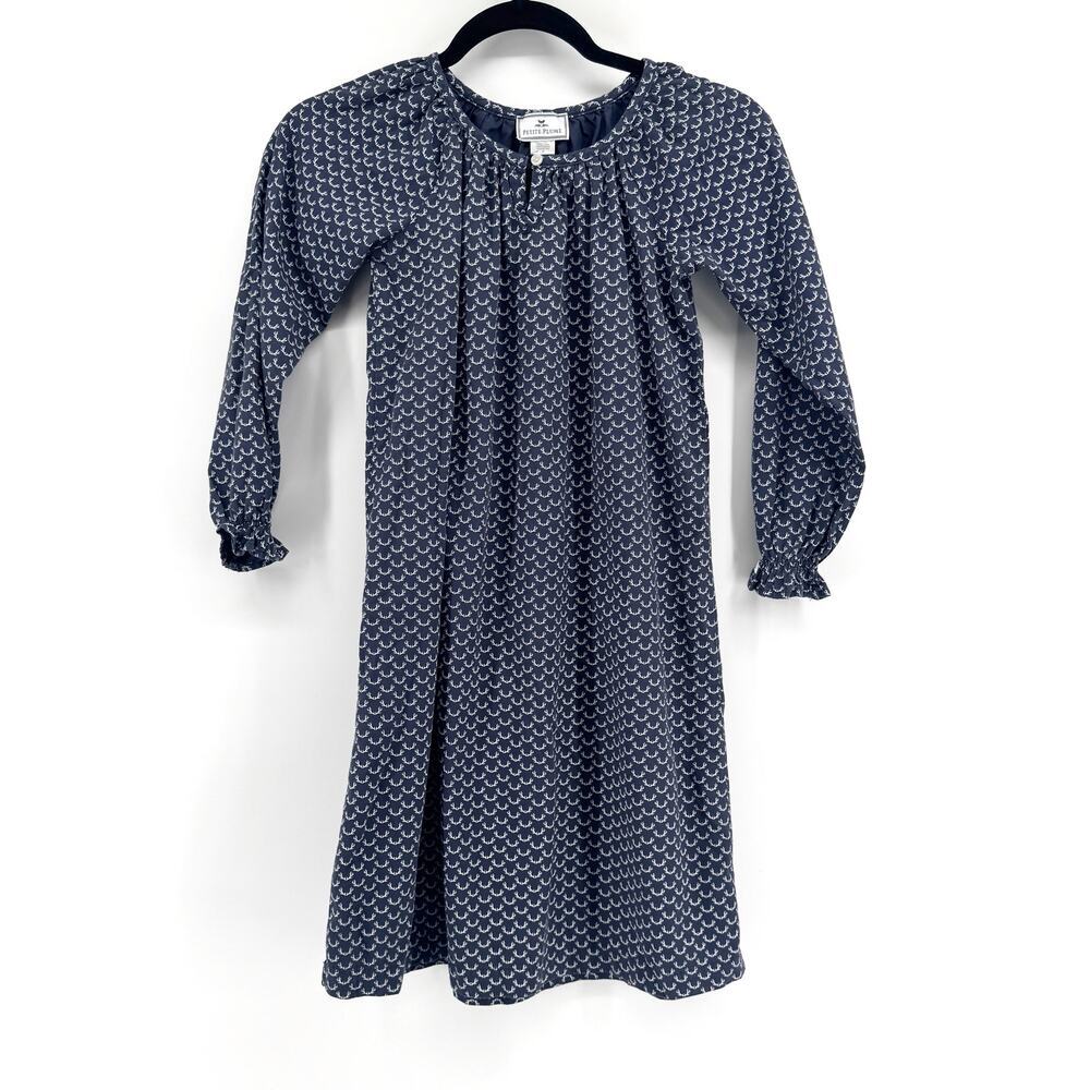Petite Plume Navy Nordic Antlers Delphine Nightgown Girls Sz 8 Cotton Sleepwear